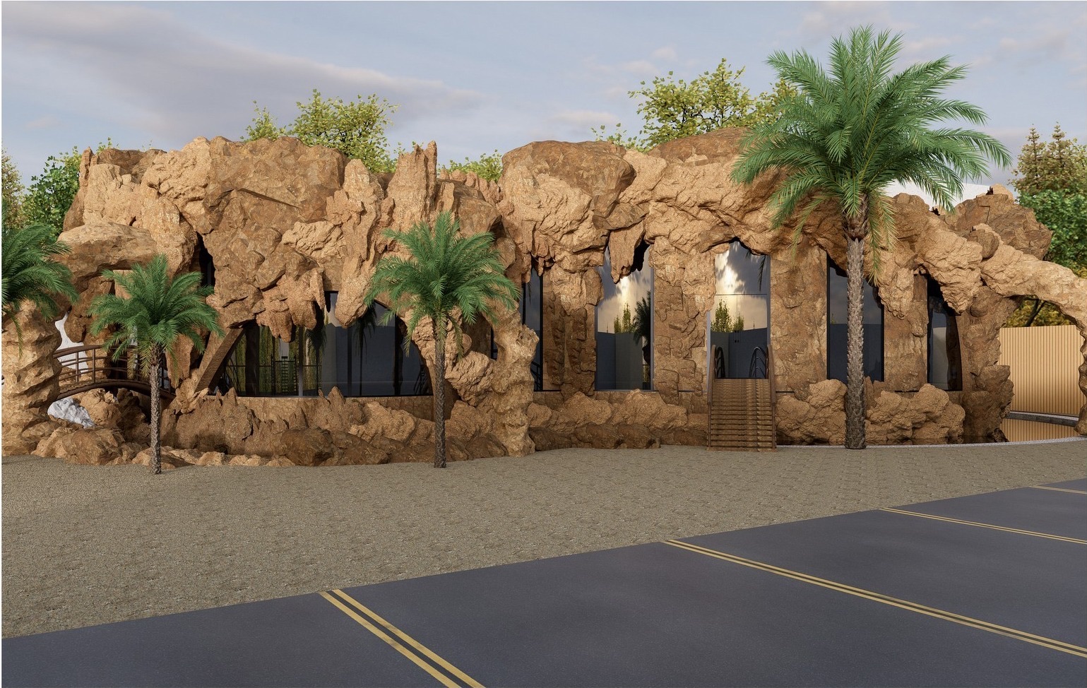 Sculptural cave-inspired dining interior with warm lighting, Daura Thakali restaurant, Pokhara