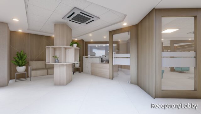 Interior view of the Manipal Hospital interior design project, Pokhara, Kaski
